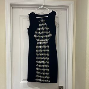 Chic Black and White Checkered Midi Dress